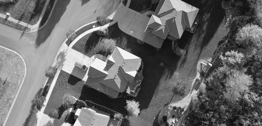 Aerial view of a residential neighbourhood